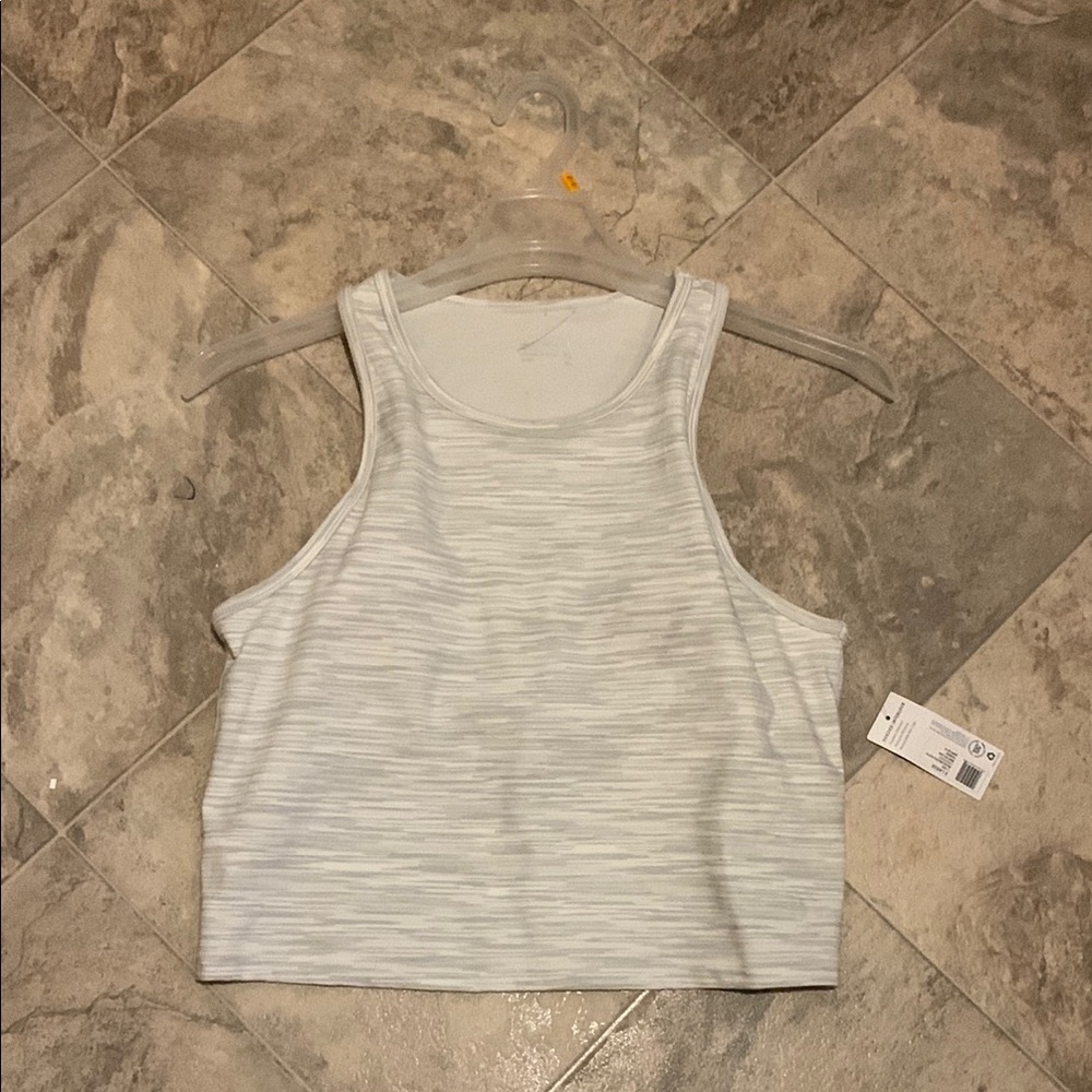 NWT Jockey Gray Ribbed Crop Tank Top jockey sports bra medium support XL